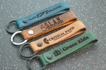 Business Logo SLIM Keychain, Custom Leather Keychain- on Lucasgift