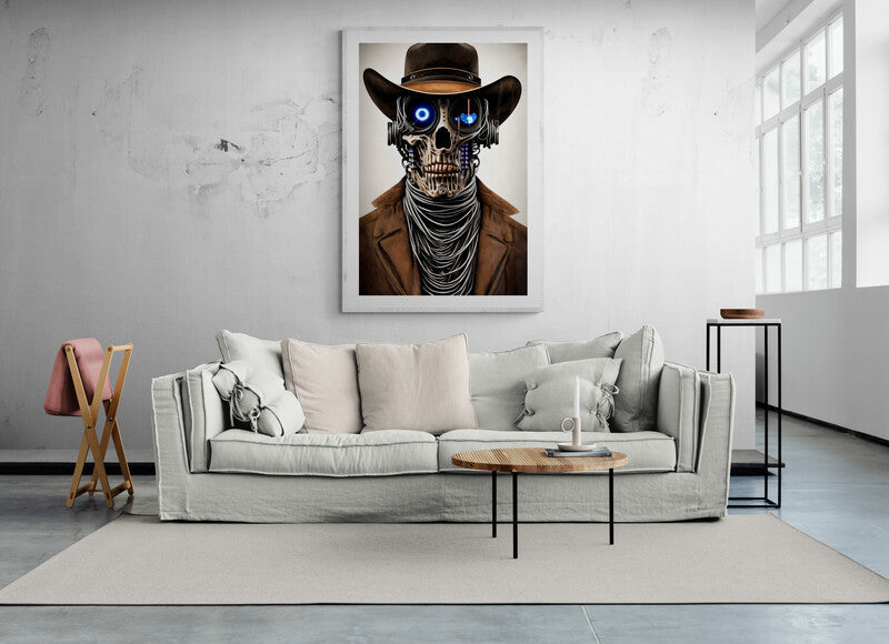 Premium Framed Print Robot Cowboy- on Lucasgift