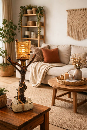 Forest Guardian Lamp | Handmade Driftwood Table Lamp | Rustic Woodland Lighting- on Lucasgift