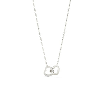 Custom Stainless Steel Double Heart Engraved Name Necklace for Valentine's Day Gift-Silver- on Lucasgift