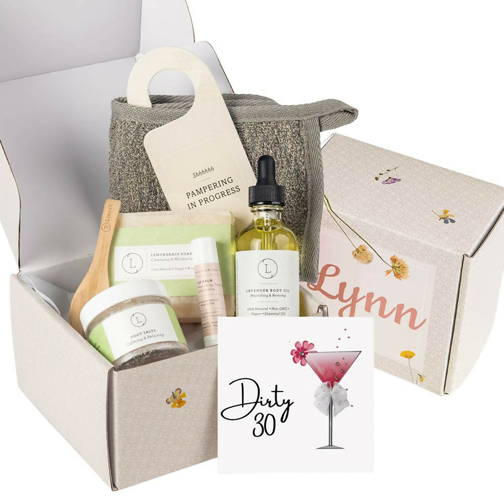 70 Years Loved - 70th Personalized Self care gift box, Natural skincare gift set- on Lucasgift