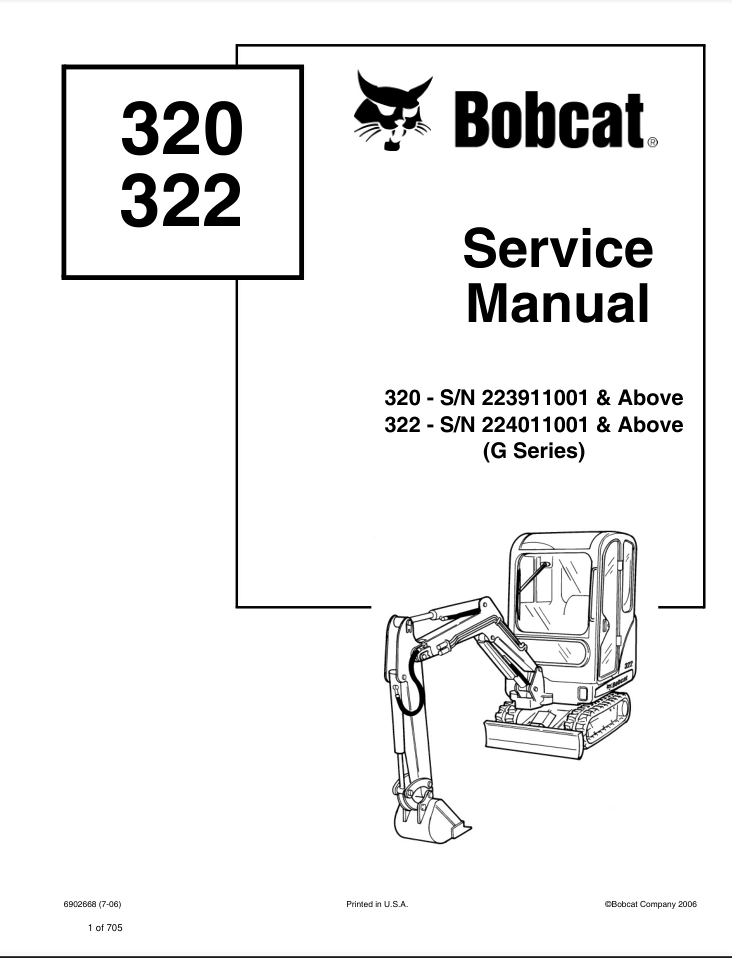 BOBCAT 320 322 COMPACT EXCAVATOR SERVICE REPAIR SHOP MANUAL- on Lucasgift
