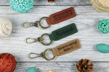 Set of 3 Customizable Leather Keychain , Real Leather, Same Day Shipping, Free Shipping US- on Lucasgift