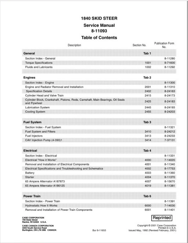CASE 1840 SKID STEER SERVICE REPAIR MANUAL- on Lucasgift