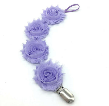 Baby Girl Rosette Pacifier Clip-Lavender- on Lucasgift