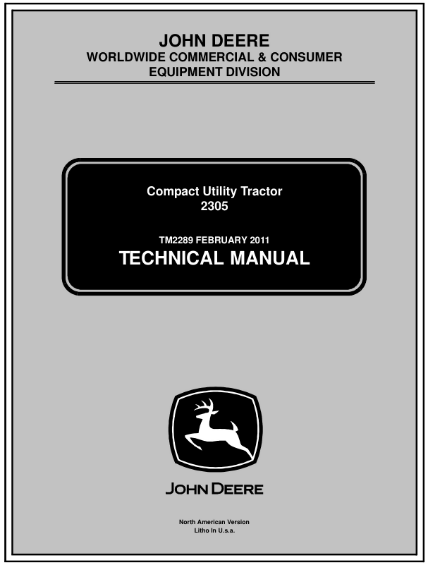 John Deere 2305 Compact Tractors Service Repair Manual TM2289- on Lucasgift