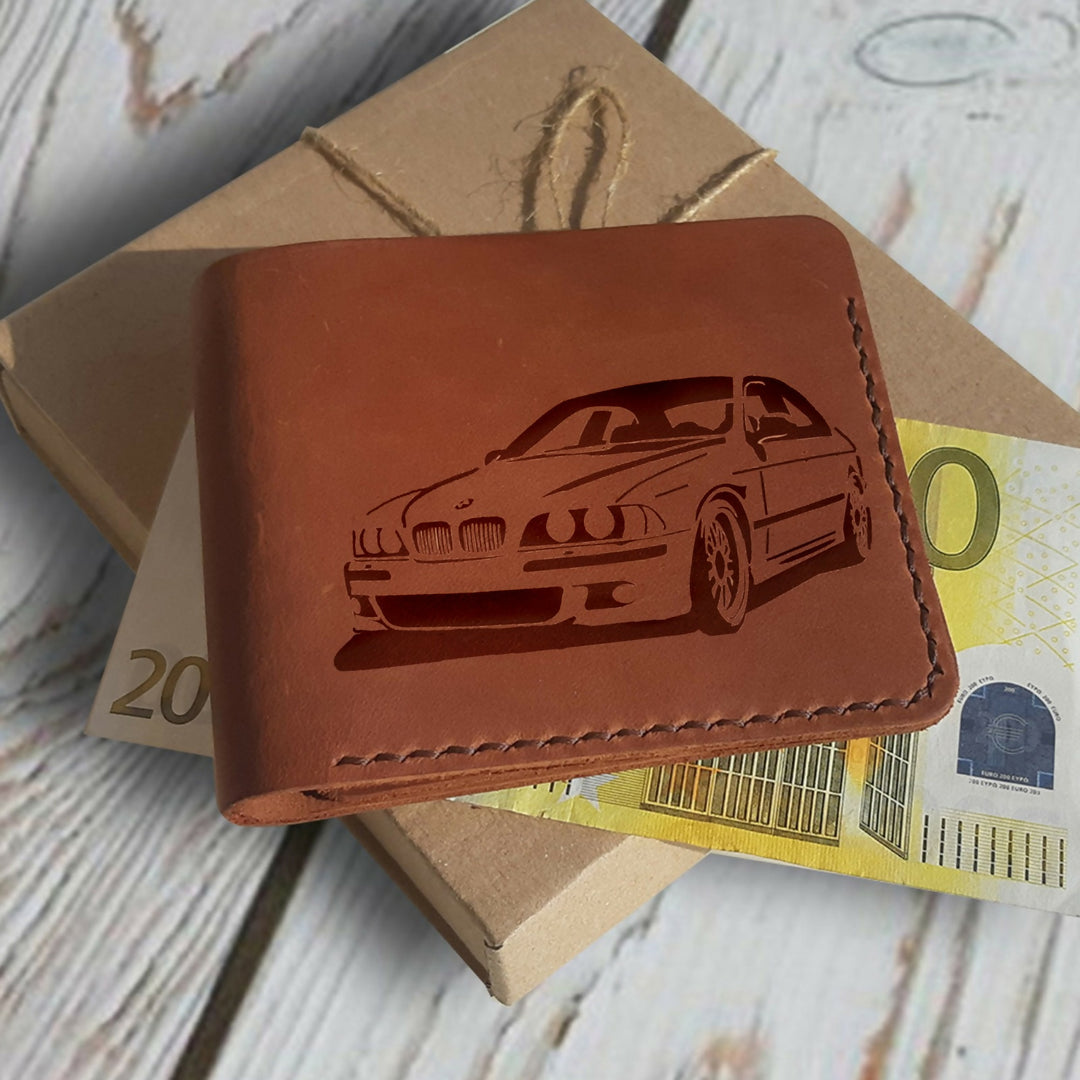 Car Gifts. Personalized Leather Wallet. Engraved Wallet. Custom Slim Bifold Minimalist Leather Wallet for Men. Custom Car Lovers Gifts- on Lucasgift