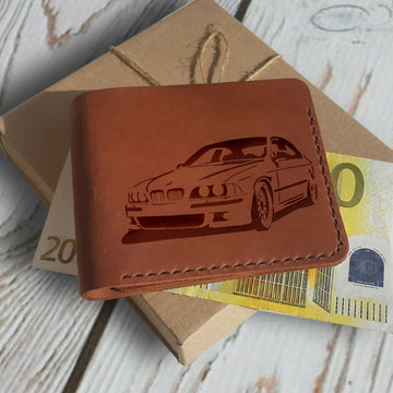 Car Gifts. Personalized Leather Wallet. Engraved Wallet. Custom Slim Bifold Minimalist Leather Wallet for Men. Custom Car Lovers Gifts- on Lucasgift