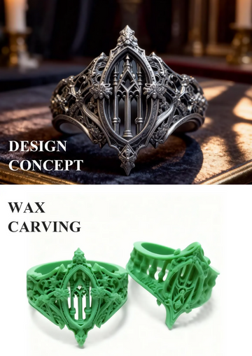 Gothic Sigil Ring, Handmade Sterling Silver Band, Noir Canticle Dark Rune Statement Piece, Original Design Vintage Talisman, Luxury Art- on Lucasgift
