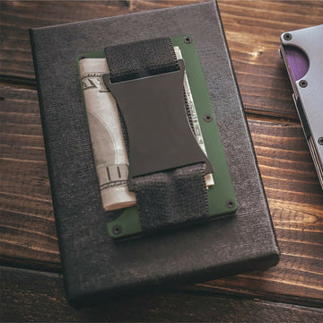 Metal Wallet with Cash Strap Band for Men RFID Card Holder Money Clip Wallets for Women ,Army Green ,2025- on Lucasgift