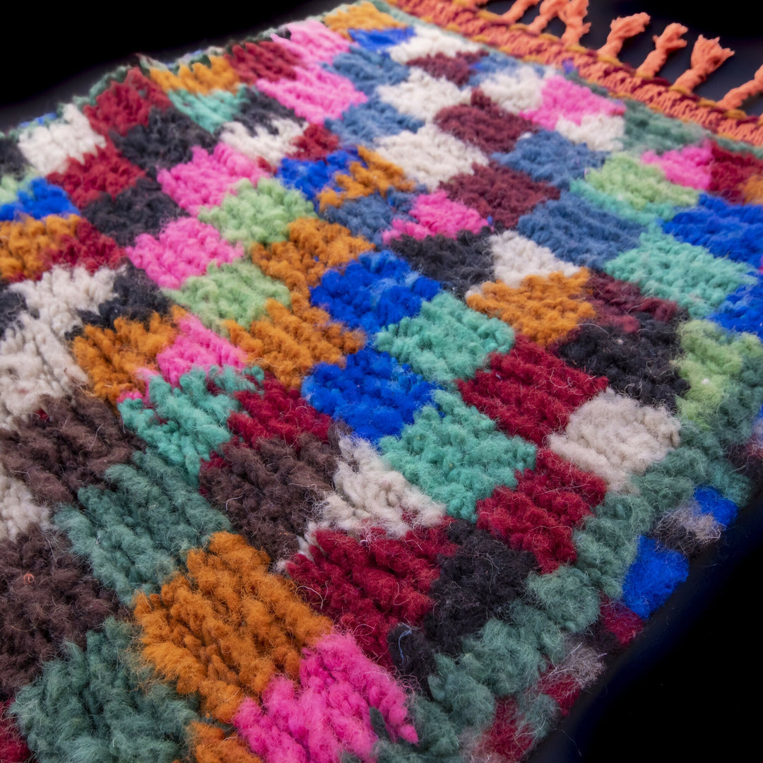 Handwoven Wool Small Moroccan Rug - Berber Rug 2x3 ft - Striped Multicolor Boho Accent Rug- on Lucasgift