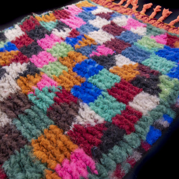 Handwoven Wool Small Moroccan Rug - Berber Rug 2x3 ft - Striped Multicolor Boho Accent Rug- on Lucasgift