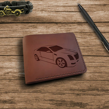 Car Gifts. Personalized Leather Wallet. Engraved Wallet. Custom Slim Bifold Minimalist Leather Wallet for Men. Custom Car Lovers Gifts- on Lucasgift