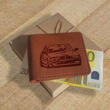 Car Gifts. Personalized Leather Wallet. Engraved Wallet. Custom Slim Bifold Minimalist Leather Wallet for Men. Custom Car Lovers Gifts- on Lucasgift