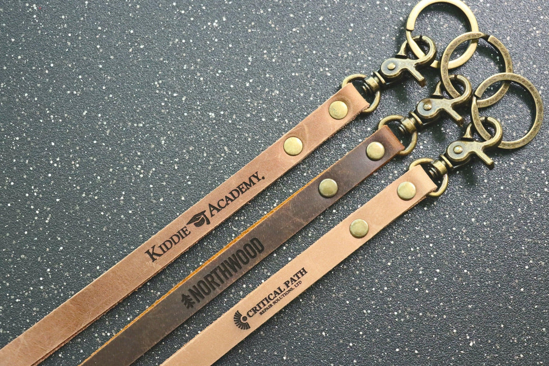 BUSINESS LOGO Leather LANYARD, Custom Leather Lanyard- on Lucasgift