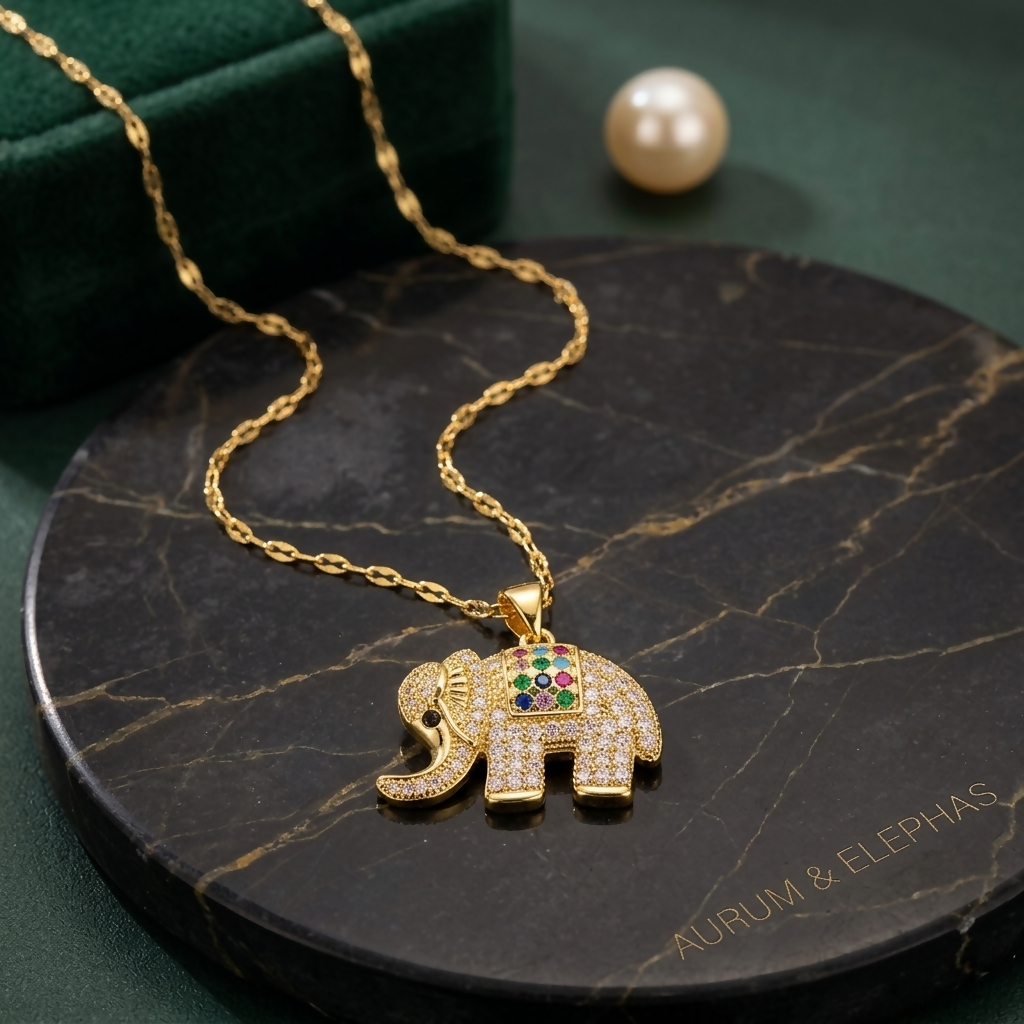 Elephant Necklace, Gold elephant necklace pendant, Lucky Elephant Jewelry, elephant gifts, Gift for her- on Lucasgift