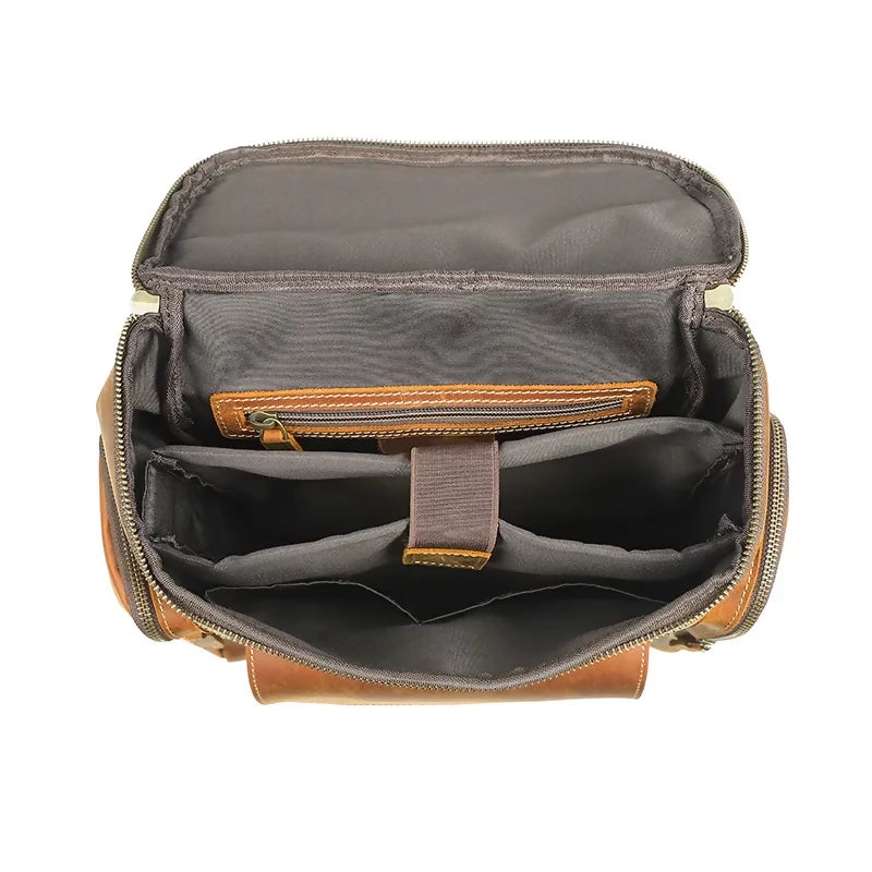 Premium Genuine Crazy Horse Leather Backpack Travel Mens- on Lucasgift