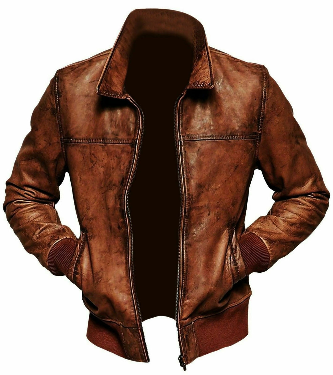 Men's Handmade Vintage Leather Jacket – Premium Genuine Leather Motorcycle Jacket