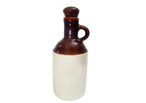 Indian Handcrafted Ceramic Oil Dispenser – Brown & Cream Vintage Jug Style- on Lucasgift