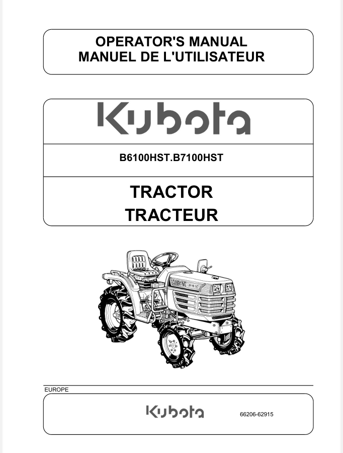 Kubota B6100HST-B7100HST Tractor Operators Manual- on Lucasgift