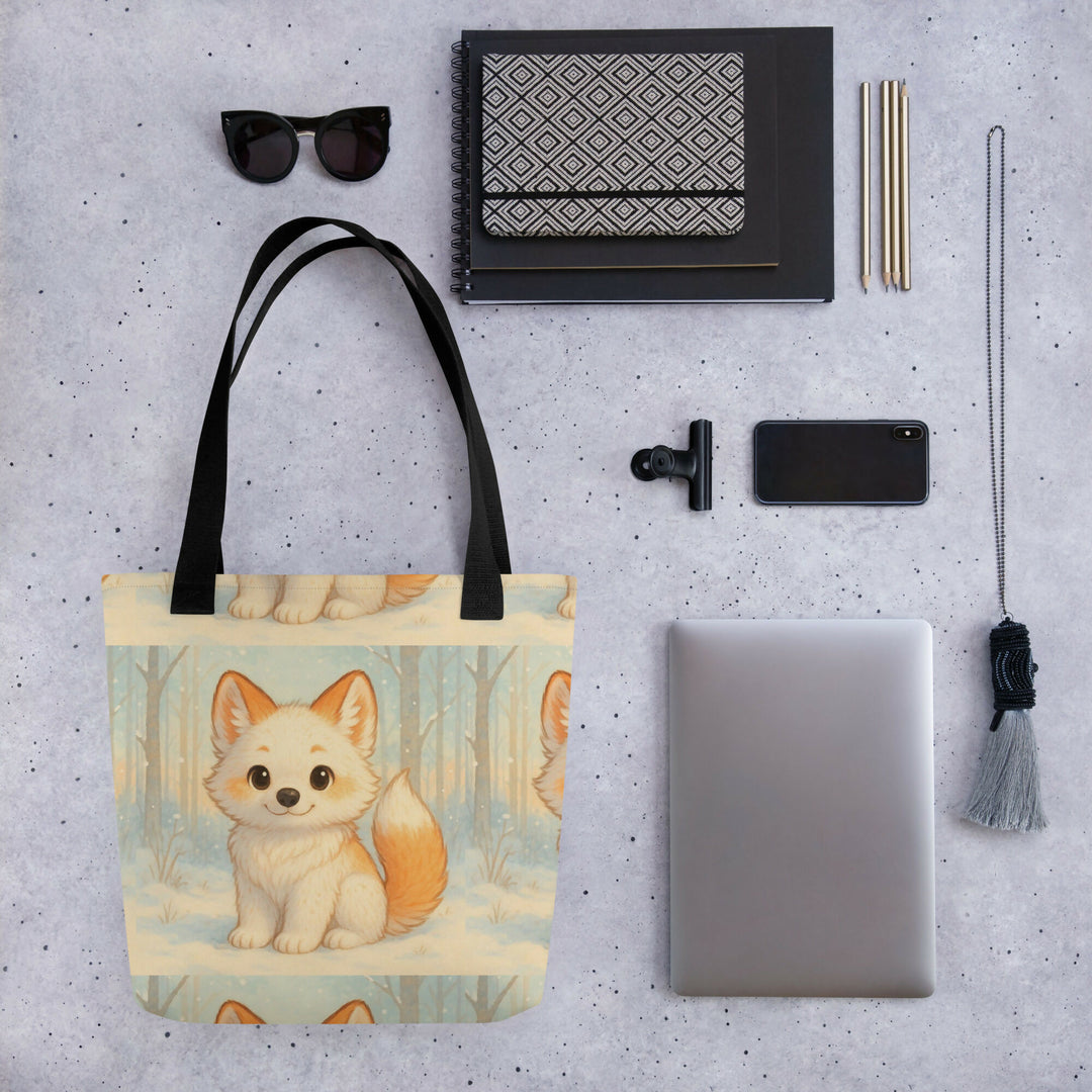 Snowy Pup Adventure – Whimsical Fox Tote- on Lucasgift