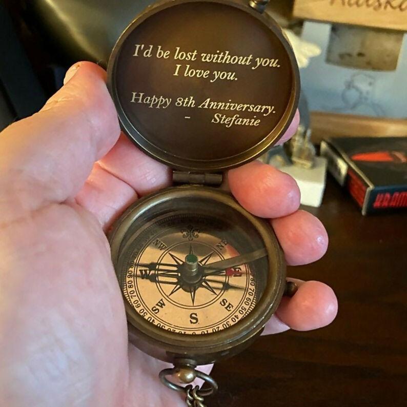 Engraved Compass, Personalized Bronze Compass, Working Compass, Romantic Gift Idea, Anniversary Gift, Birthday Gift, Gift For All Occasions- on Lucasgift