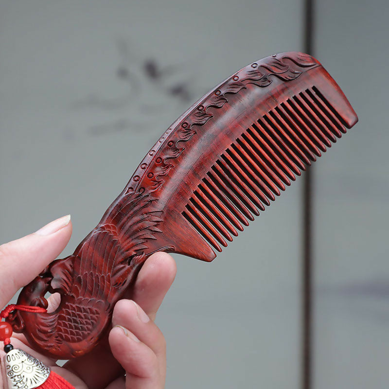 Rhino horn and rosewood carved wooden comb, vintage-style massage and hair comb, wedding gift- on Lucasgift