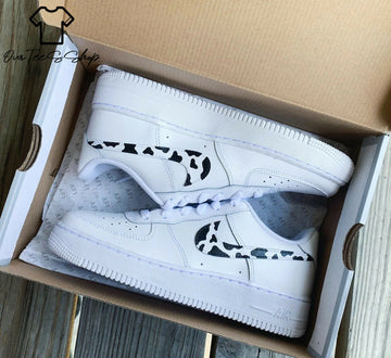 Custom Cow Print AF1 Sneakers, Hand Painted Personalized Shoes