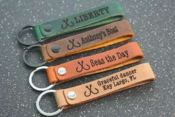 SLIM FISHING Personalized Keychain, Pontoon Keyring, BOAT owner Key tag, Name Tag, Cute Leather Keychain, Fishing COMPANY Keychain- on Lucasgift