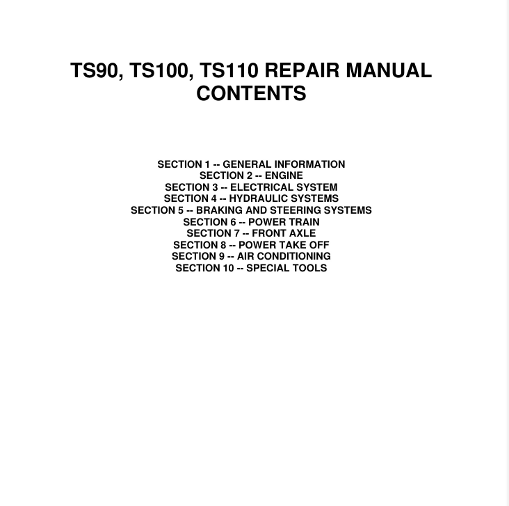 NEW HOLLAND TS100 TRACTOR MANUAL SERVICE SHOP REPAIR- on Lucasgift