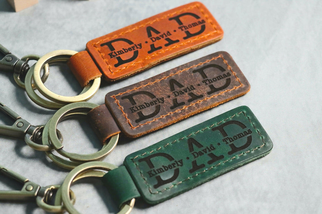 Personalized Dad Keychain, New Dad Gift, Engraved Dad Keychain, Fathers Day Keychain, First Fathers Day- on Lucasgift