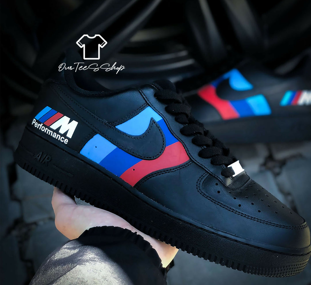 Custom BMW Black AF1 Sneakers, Hand Painted Personalized Shoes