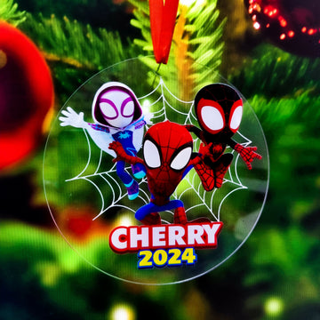 Personalized Spidey and His Amazing Friends, Custom Name Spidey Christmas Ornament- on Lucasgift