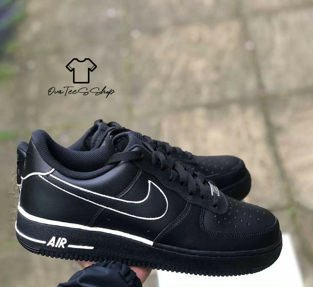 Custom White Line AF1 Sneakers, Hand Painted Personalized Shoes