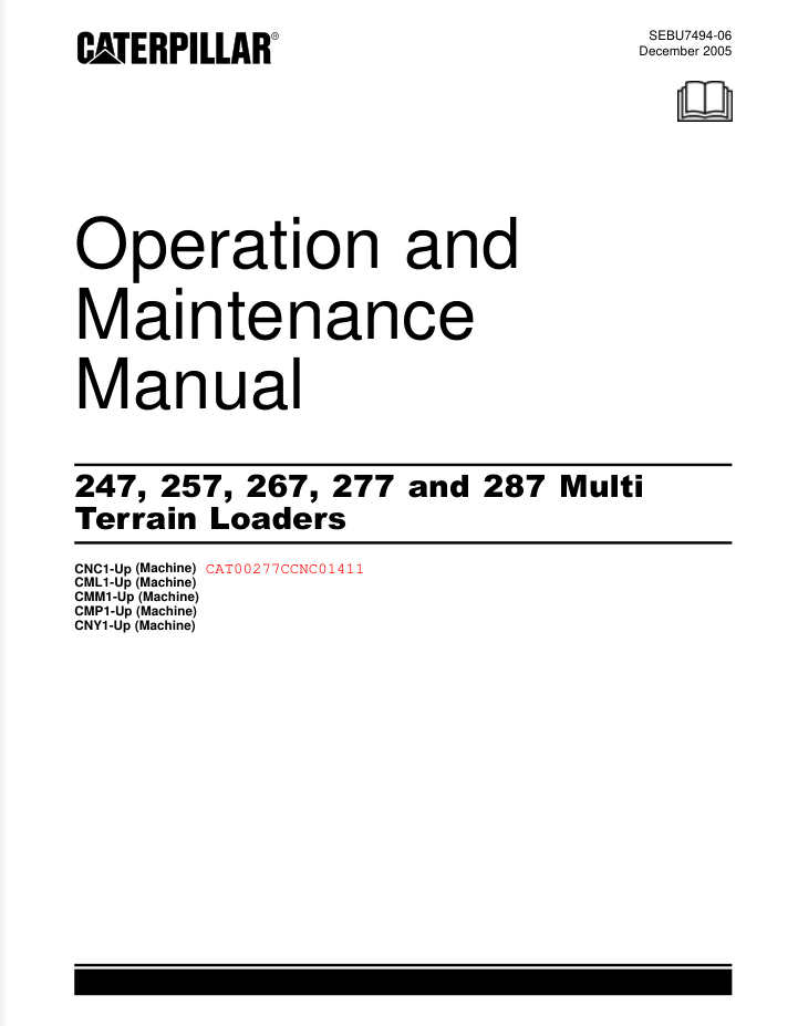 Caterpillar 247 257 267 277 287 Terrain Loaders Operator's Manual- on Lucasgift