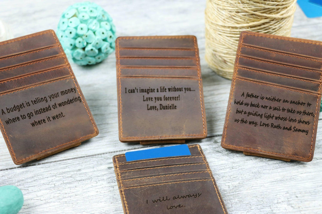 Leather Money Clip Wallet, Magnetic, Brown , Real Leather, Same Day Shipping, Free Shipping US- on Lucasgift