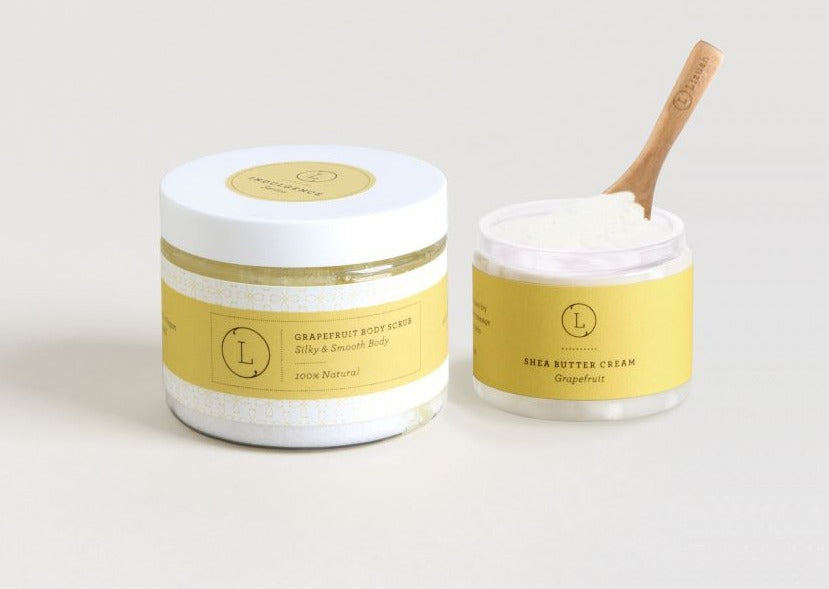 Reviving set with Grapefruit shea butter and Body scrub- on Lucasgift