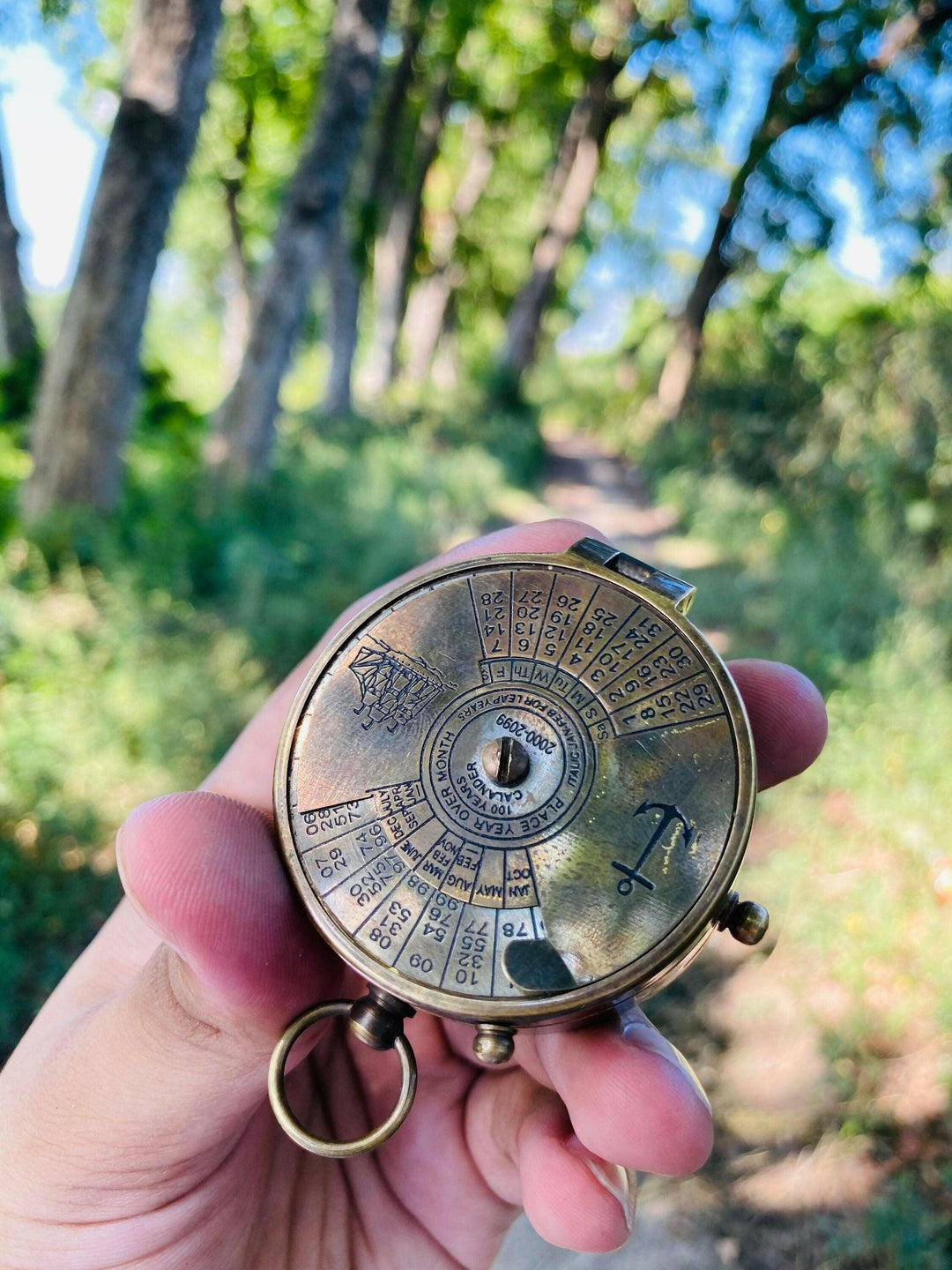 Personalized Antique Vintage Nautical Compass / 100 Years Calendar / Custom Engraving / With Leather Case Gift- on Lucasgift