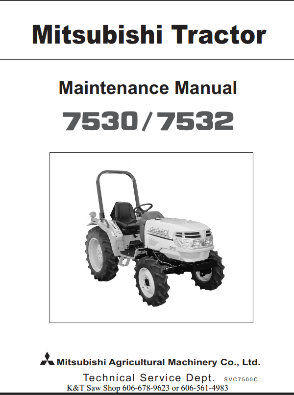 CUB CADET COMPACT TRACTOR 7530 SERVICE REPAIR SHOP MANUAL- on Lucasgift