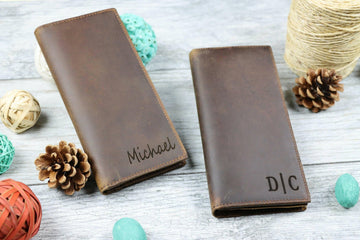 15 pcs+ Personalized Long Leather Men Wallet in Bulk , Real Leather, Same Day Shipping, Free Shipping US- on Lucasgift