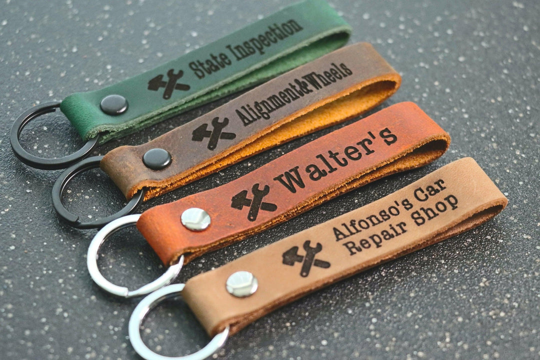 SLIM MECHANIC Personalized Keychain, Mechanic Keyring, Mechanic Key tag, Name Tag, Cute Leather Keychain, Mechanic Keychain- on Lucasgift