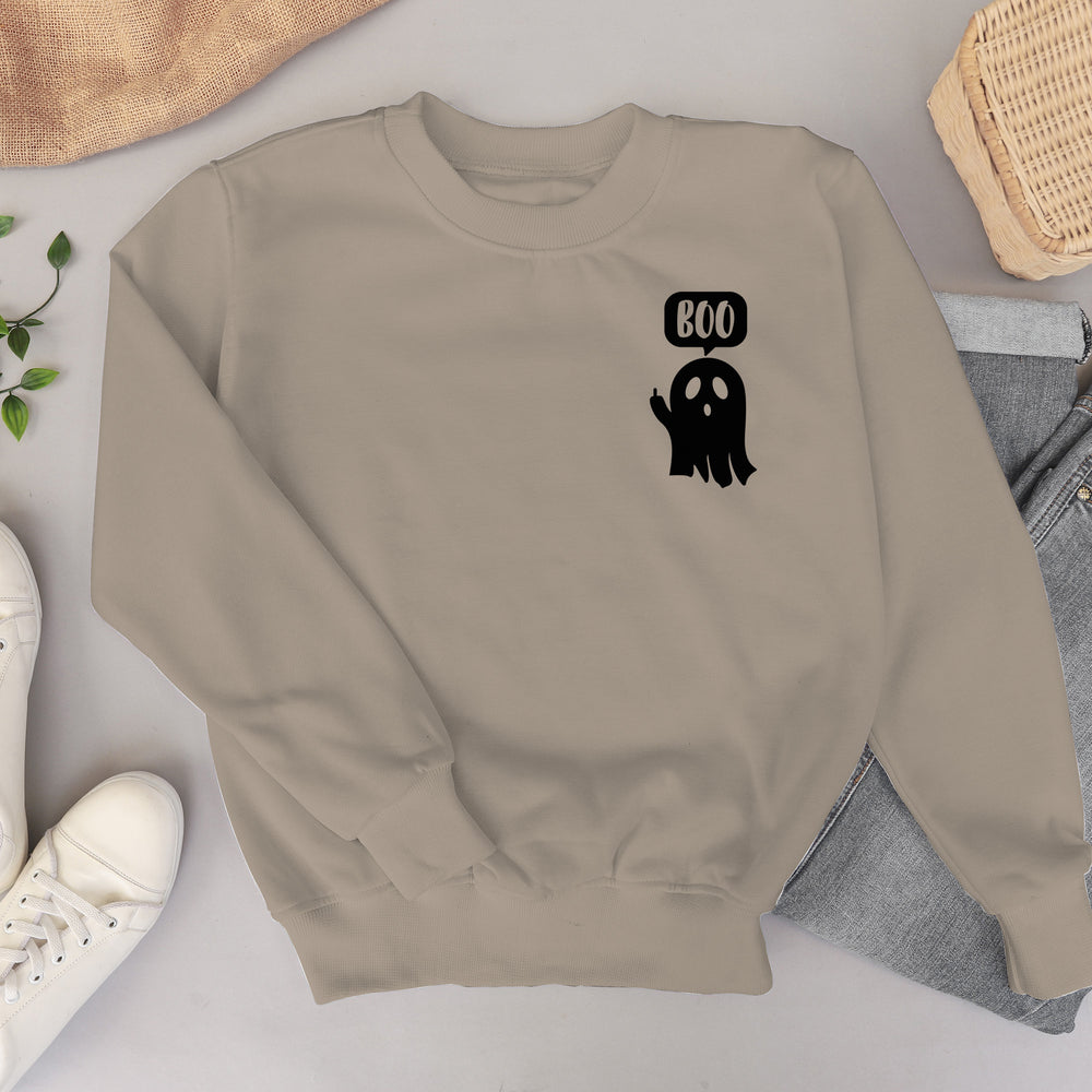 Boo Middle Finger Sweatshirt, Ghost Funny Hoodie, Halloween Ghost Hoodie, Funny Ghost Sweatshirt-Lucasgift