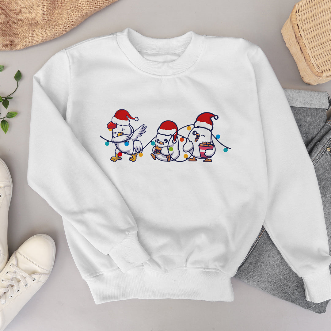 Сute Christmas Chickens Sweatshirt, Christmas Farm Sweatshirt, Funny Christmas Chicken Sweatshirt, Christmas Crewneck, Holiday Sweatshirt-Lucasgift