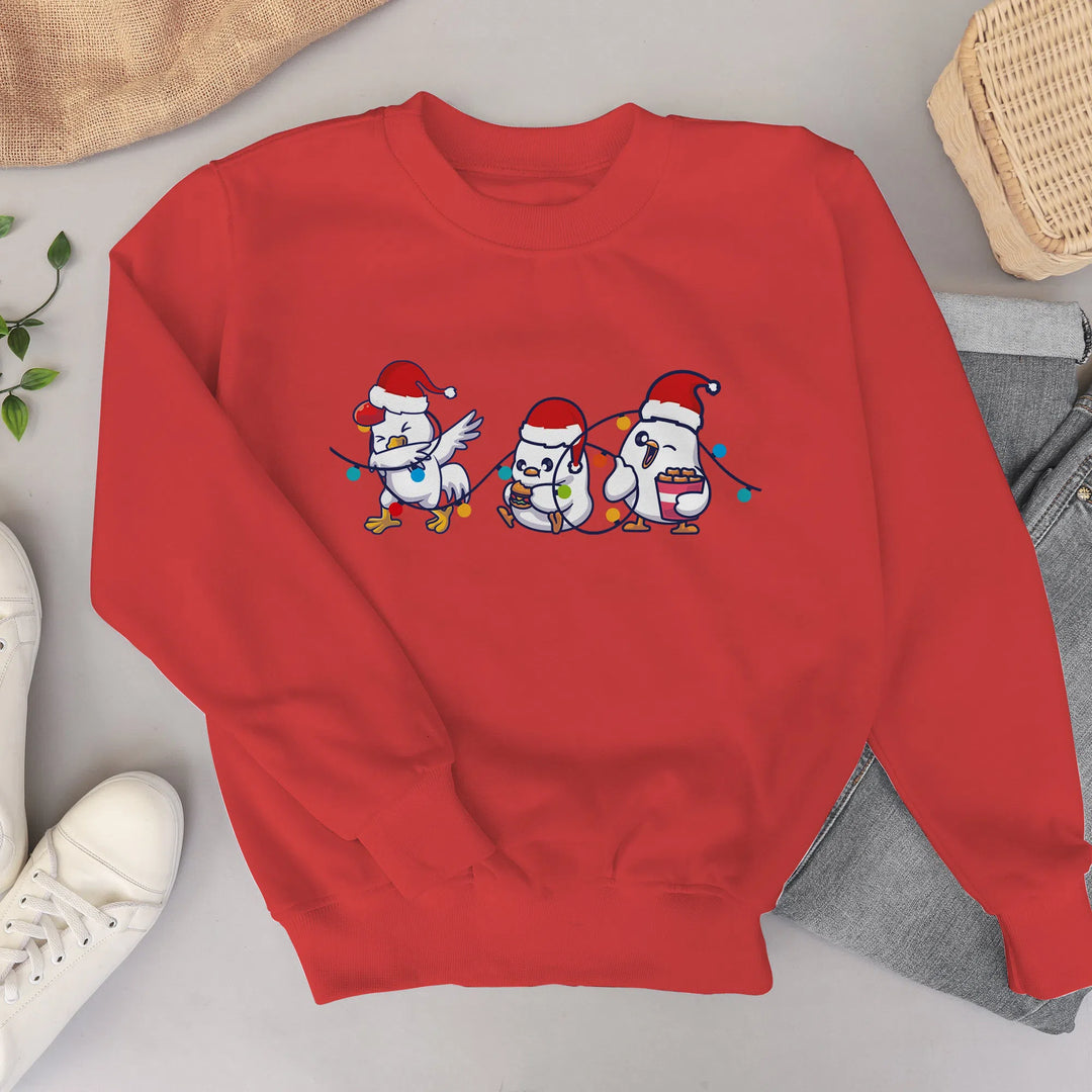 Сute Christmas Chickens Sweatshirt, Christmas Farm Sweatshirt, Funny Christmas Chicken Sweatshirt, Christmas Crewneck, Holiday Sweatshirt-Lucasgift