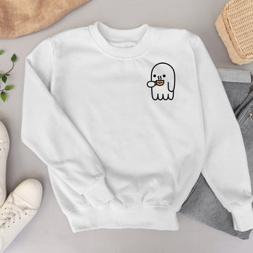 Cute Spooky Coffee Sweatshirt, Womens Ghost Sweatshirt, Spooky Season, Fall Coffee Lover Shirt, Halloween Party Shirt, Fall Graphic Shirt-Lucasgift