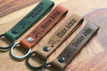 SLIM DOCTOR Personalized Keychain, Doctor Keyring, Medical Clinic Key tag, Name Tag, Cute Leather Keychain, Clinic Staff Keychain- on Lucasgift