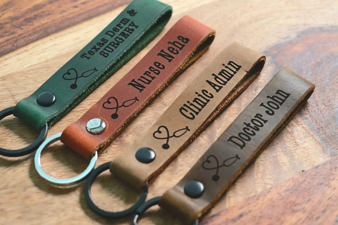 SLIM DOCTOR Personalized Keychain, Doctor Keyring, Medical Clinic Key tag, Name Tag, Cute Leather Keychain, Clinic Staff Keychain-Lucasgift