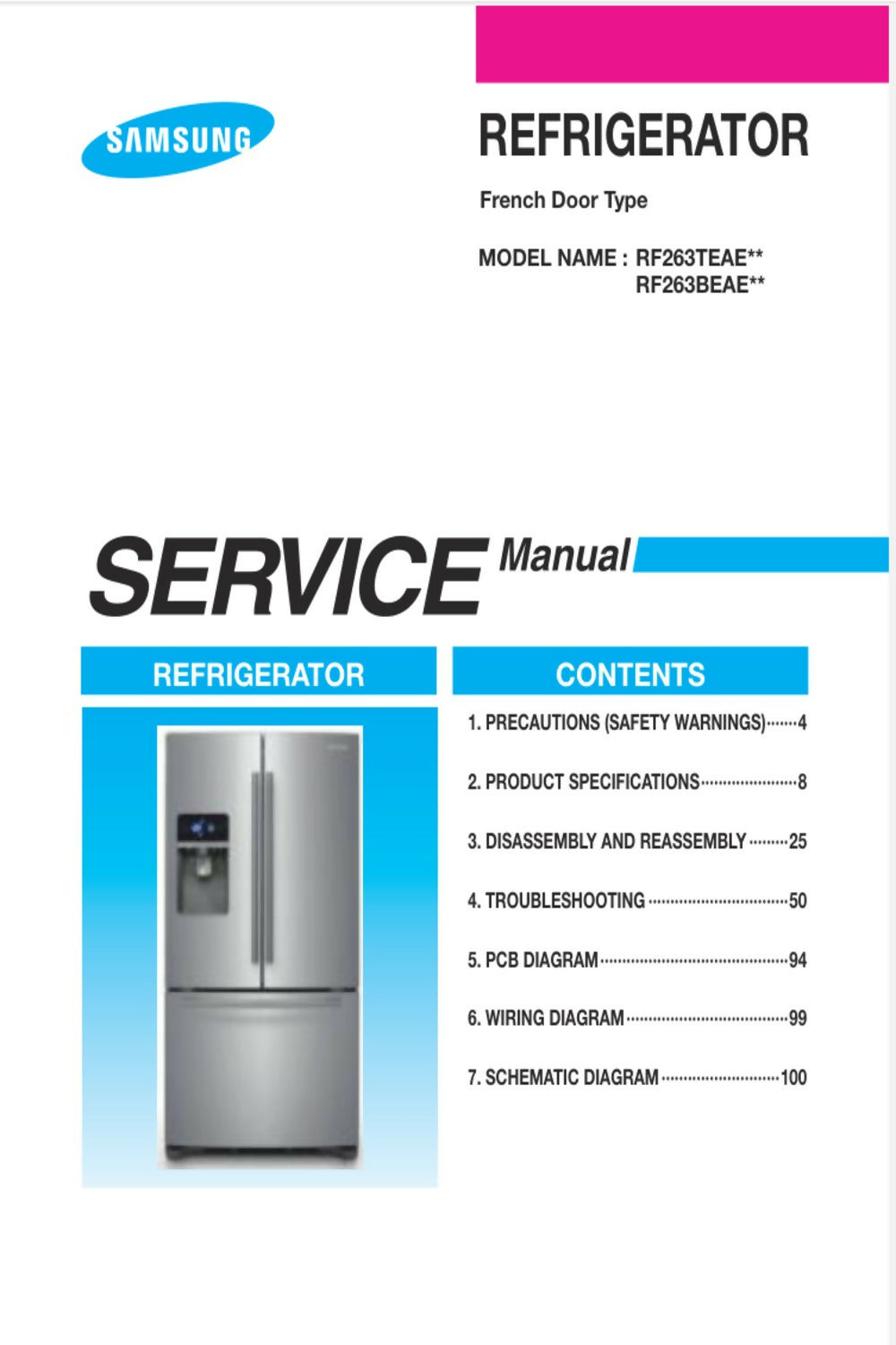 SAMSUNG RF263TEAESG RF263BEAESR AA SERVICE MANUAL