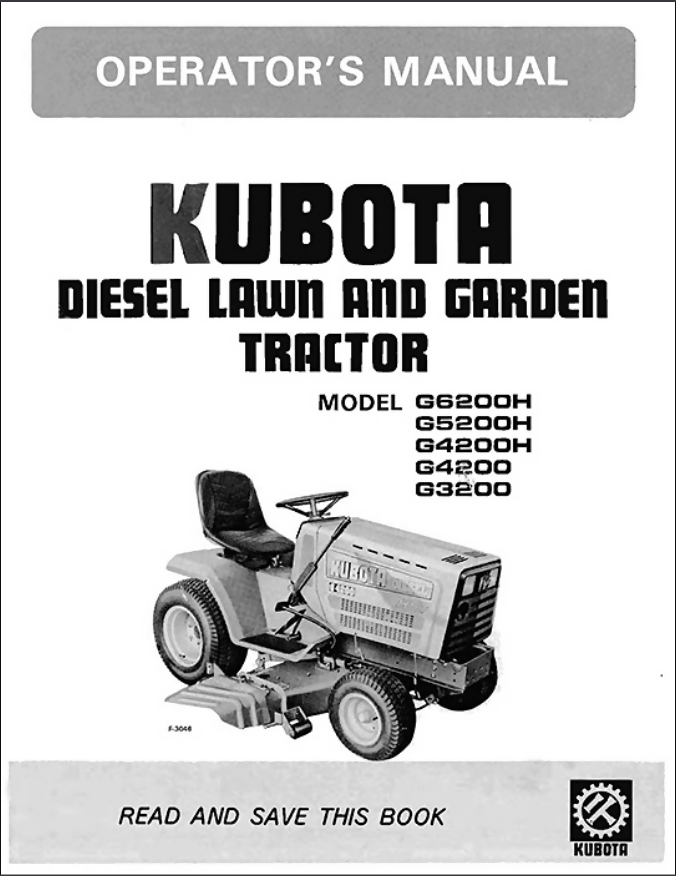 Kubota G3200 - G4200 - G4200H - G5200H - G6200H Operators Manual- on Lucasgift