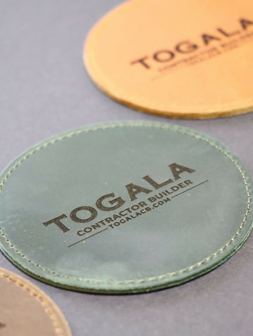 100 pcs BULK PERSONALIZED Leather COASTERS